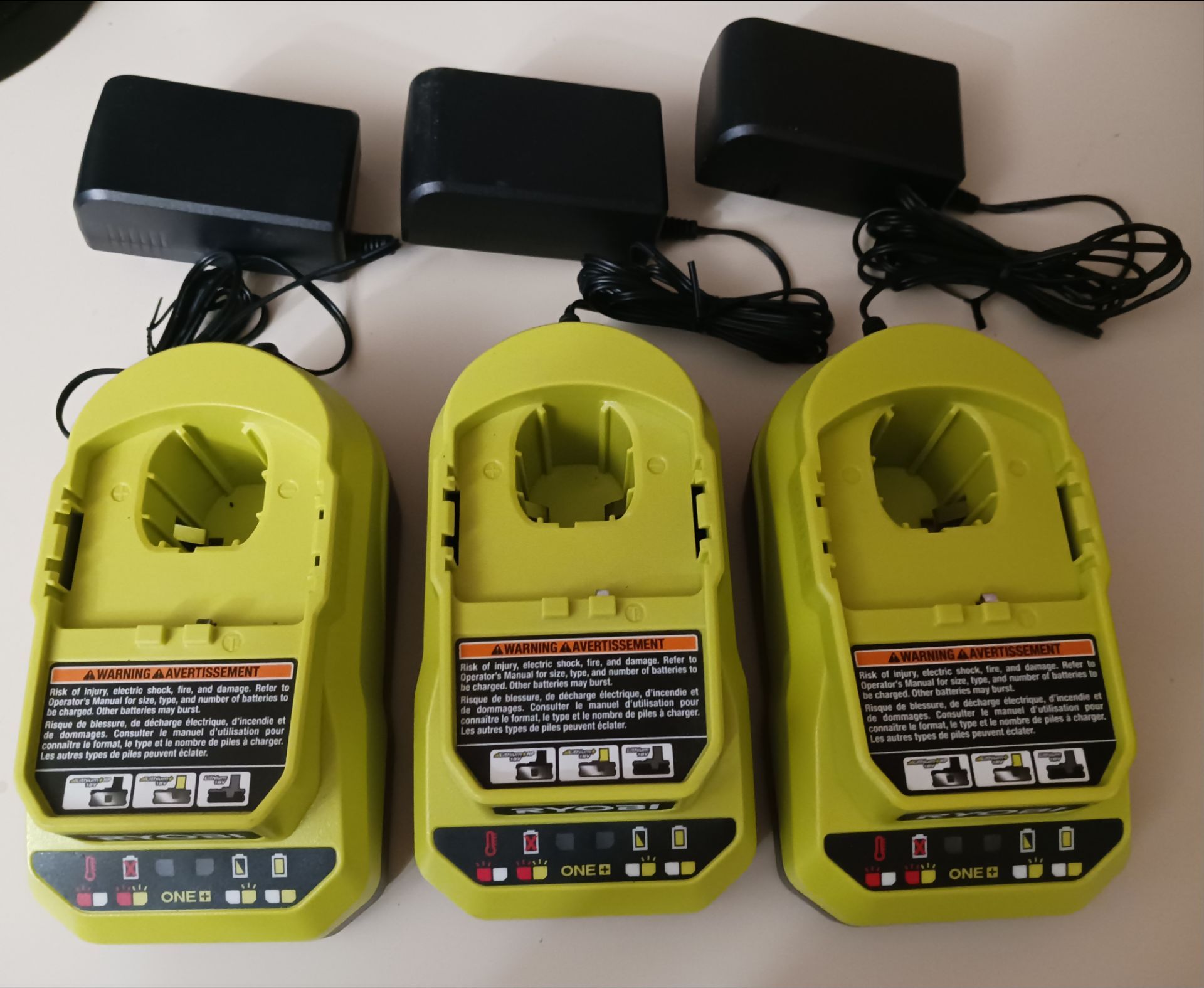 3 Ryobi 18v Chargers