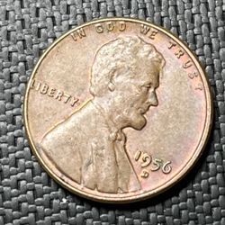 1956 D Lincoln Wheat Cent Penny Coin 