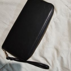 A New Day Hand Strap Black Faux Leather Wallet