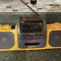 Sony CFS-914 Mega Bass Radio Yellow Boombox Radio Works; Cassette Does Not Work Circa 90s