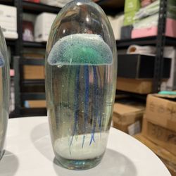 3-2, Hand Blown Glass Jellyfish Figurine Ornament,Sea Animal Ornament for Fish Tank Aquarium,Sea Animals Collection for Birthday Gift,Office Glass Pap