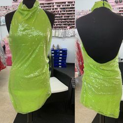 New With Tags Lime Sequin Short Formal Dress & Homecoming Dress $45