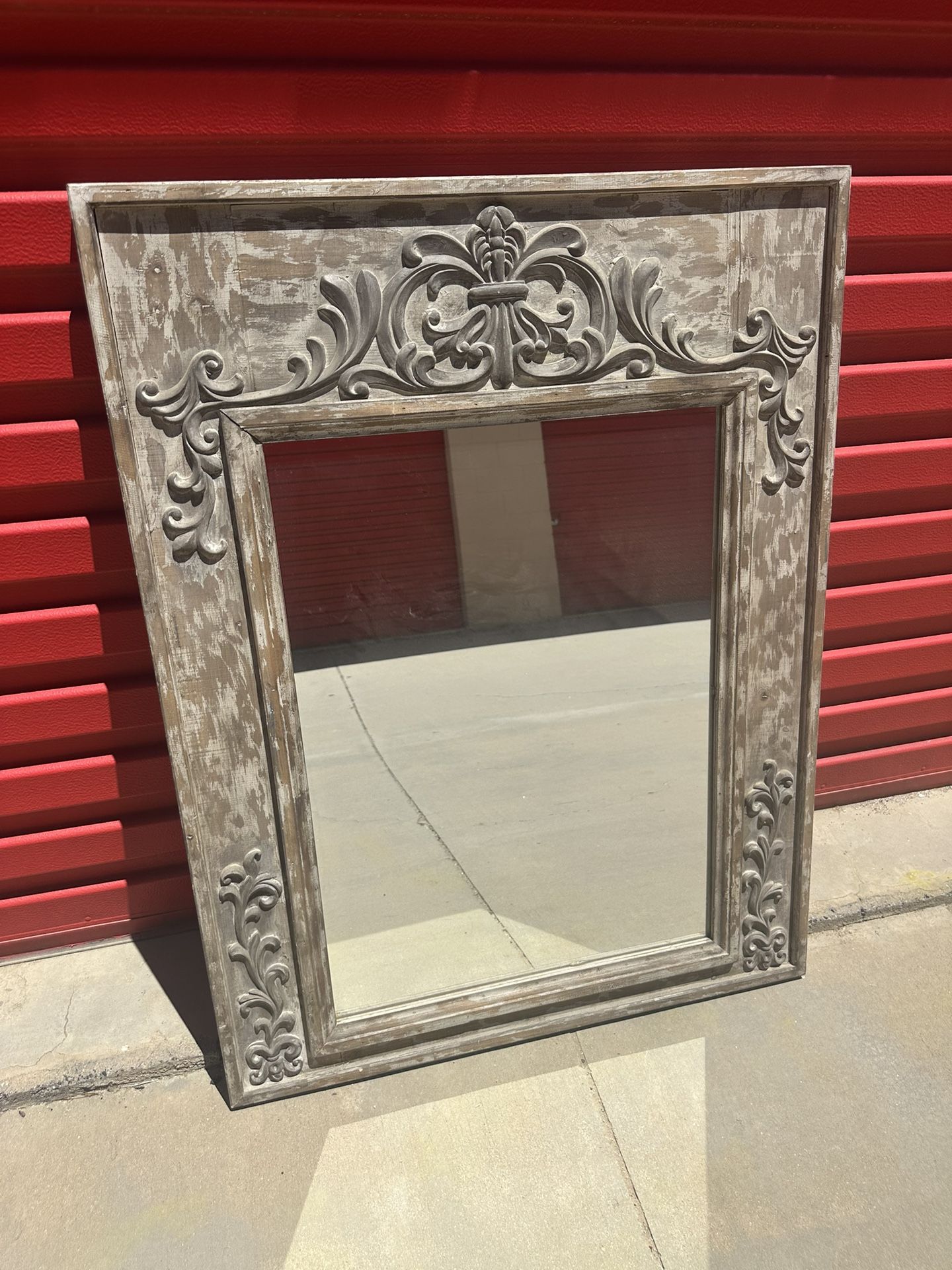 Primitive Rustic Grey Framed Mirror ~ 43”x33” ~ Hobby Lobby
