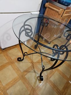 Glass top wrought iron kitchen table