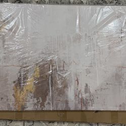 Minimalist Wall Decor White with Gold Canvas Wall Art Grunge Posters Modern Abstract Paintings for Living Room Bedroom Dining Room 29"x 58"