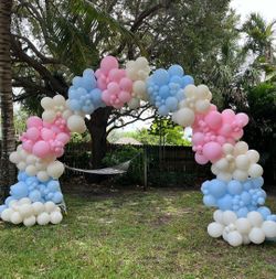 Organic Balloon Arch Gender Reveal Blue Pink