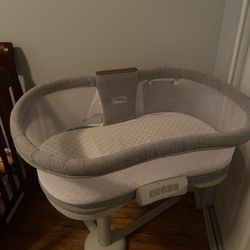 HALO BassiNest Swivel Baby Bassinet, Soothing Center, Vibration and Sound, Luxe Series, Dove Grey Tweed