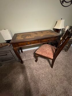 Wooden desk and chair