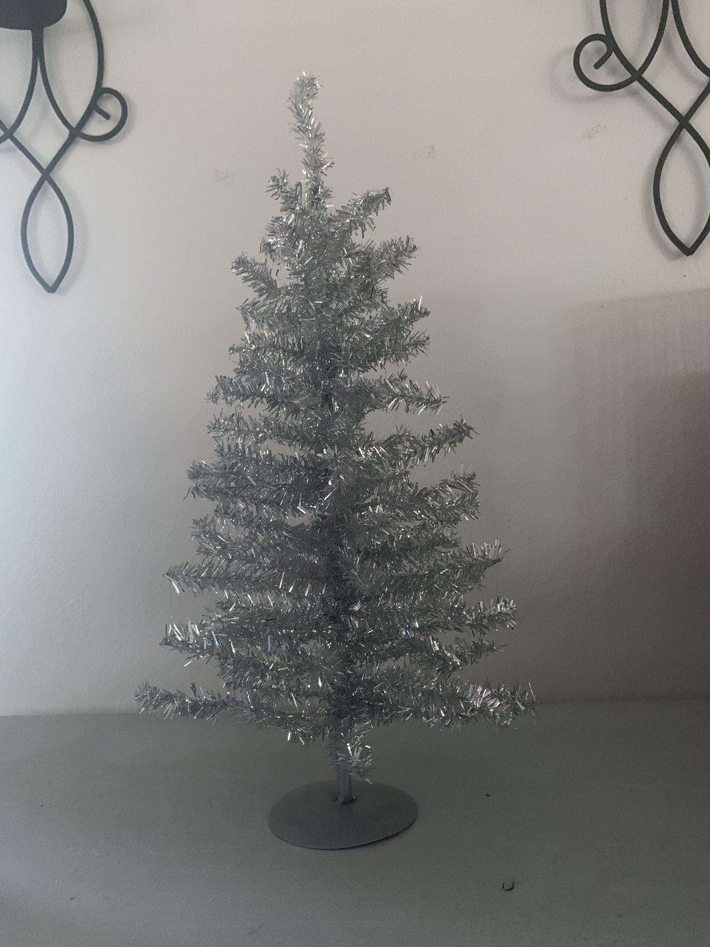 Small Silver Tinsel Christmas Tree