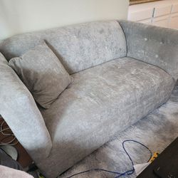 Grey Color Fabric Love Seat Couch Sofa