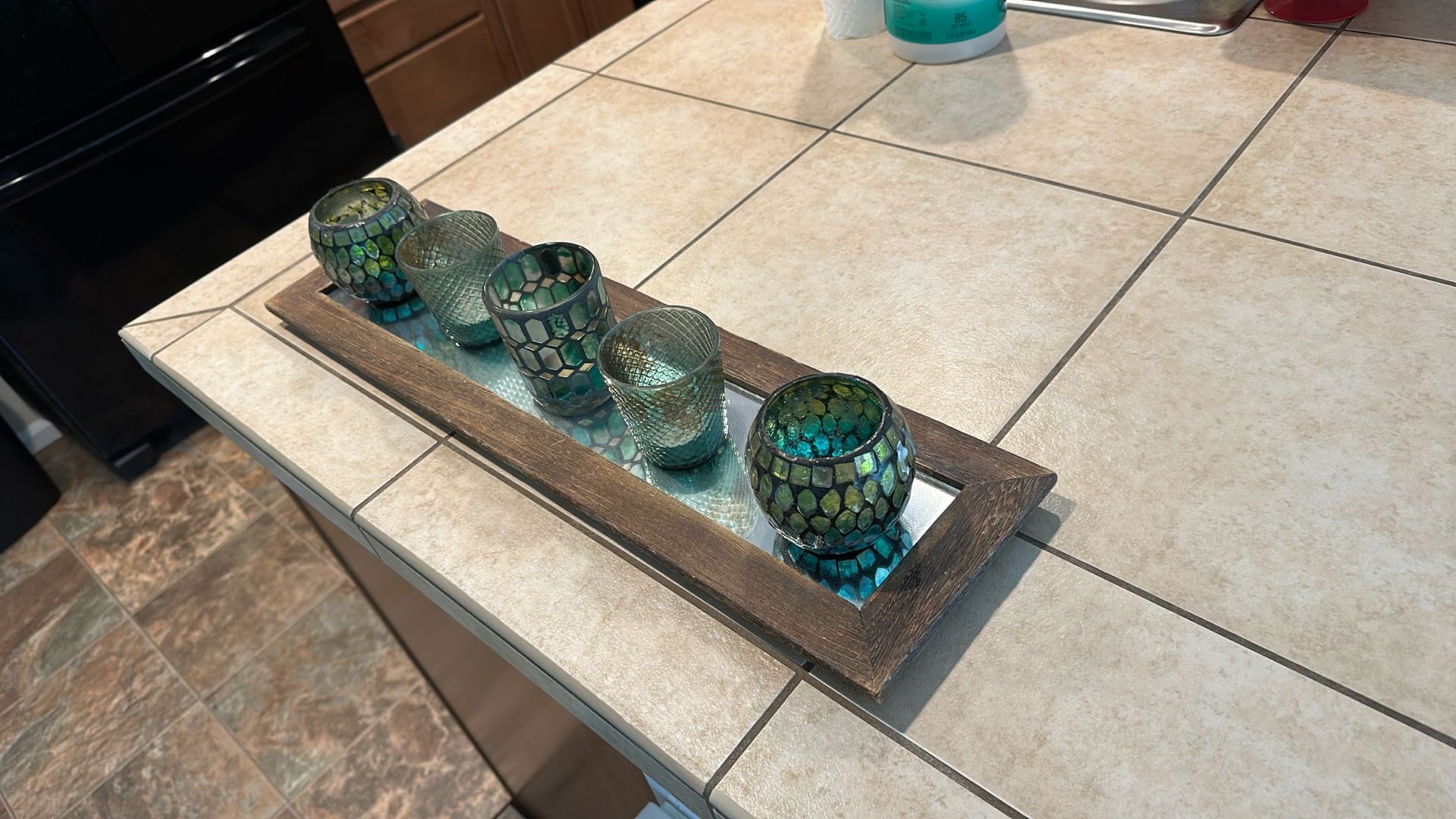 Candle Holders And Glass Tray