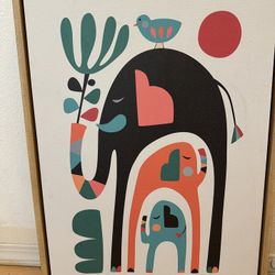 Mid century Style Elephant Canvas Art 
