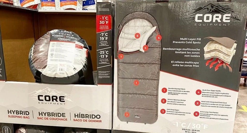 New CORE 30 Degree Sleeping bags from Costco. I have 2. They sell fr $40 plus tax at Costco.