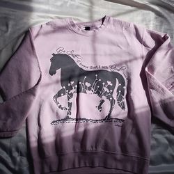 Be Still And Know That I Am God Pink Sweatshirt /w Horse + Florals - Medium