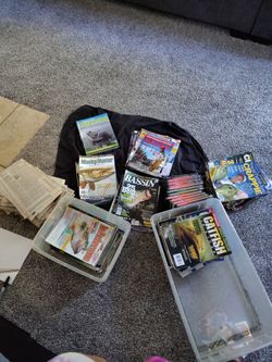 Fishing magazines and newspaper clipping