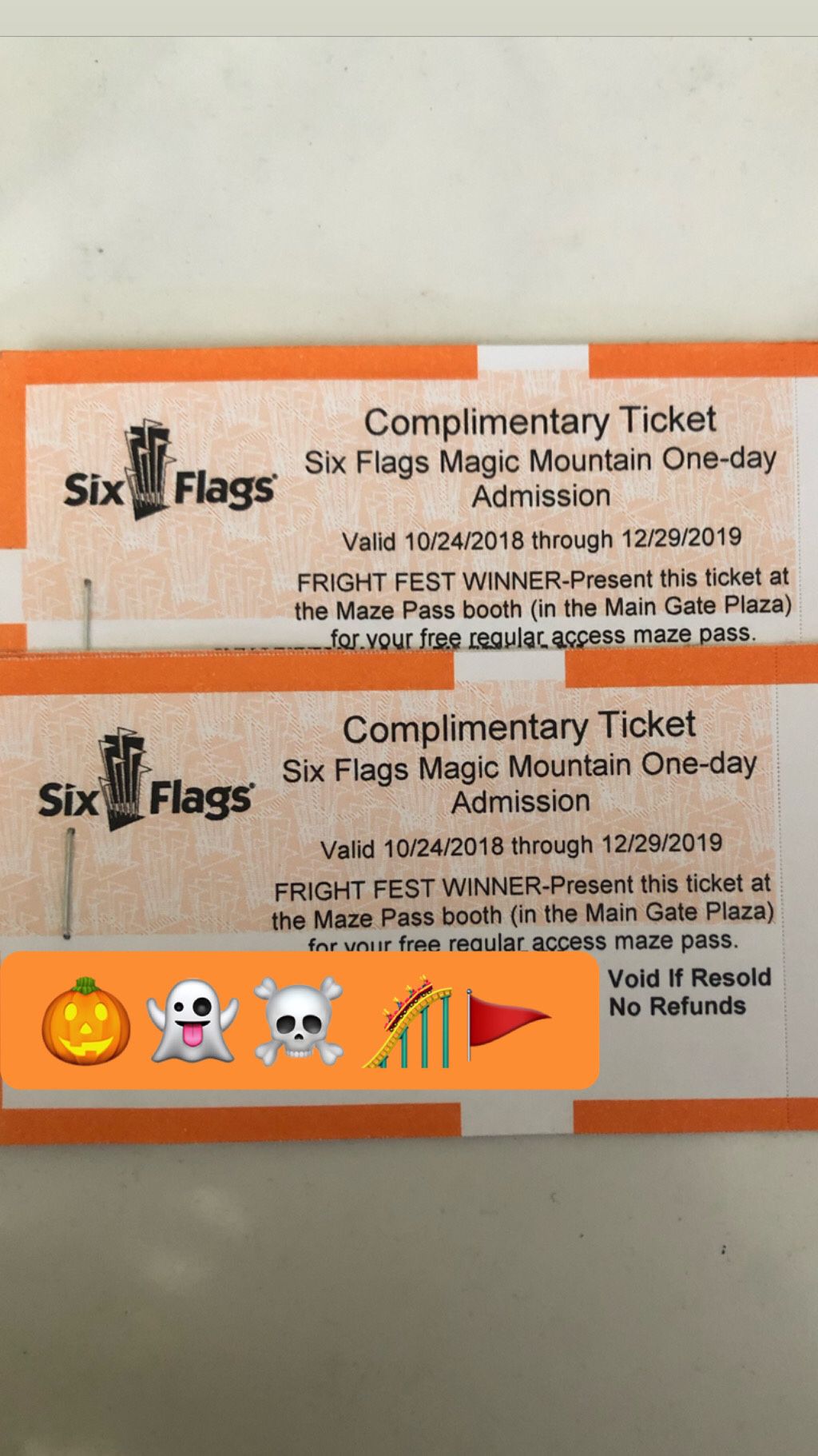 Six Flags Fright Fest Tickets $65 each! INCLUDES MAZE PASSES