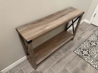 Rustic Industrial Console Table with Storage Shelf