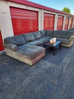 *Free delivery* U Sectional Ashley 3 piece Gray/brownish couch suede like Material couch only Comfortable