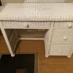 White Wicker Desk