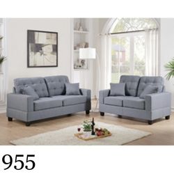 Simple Yet Modern Grey Colored Two Piece Sofa Set