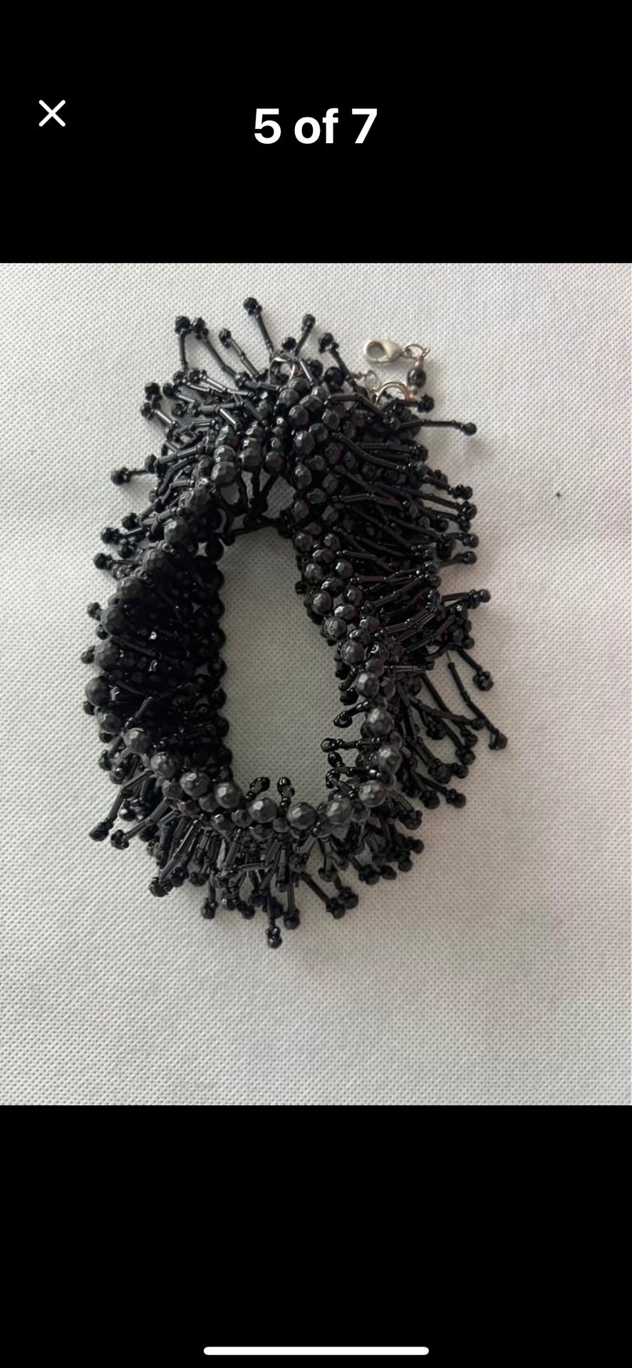 VTG: Gothic Handcrafted Black Beaded Choker Necklace (plastic Beads)