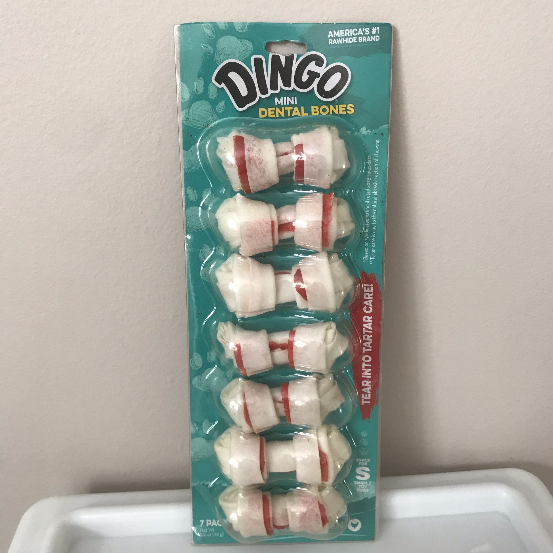 Dingo Dental Dog Bone, Mini (2.5"), Chicken, 7 Ct