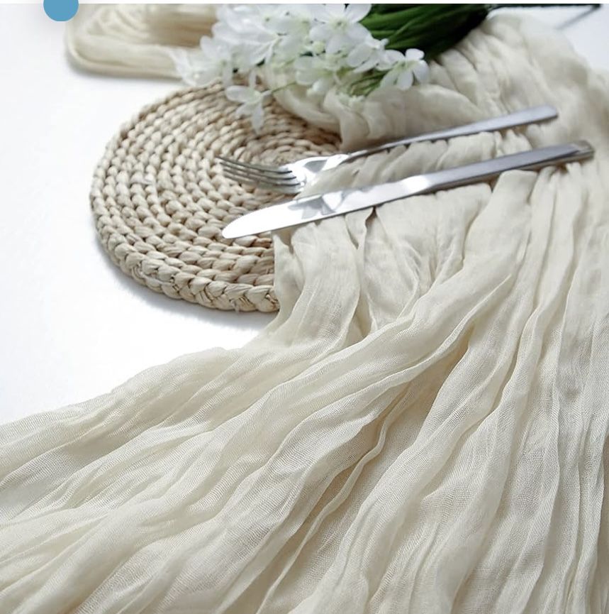Ivory Cheesecloth Table Runner