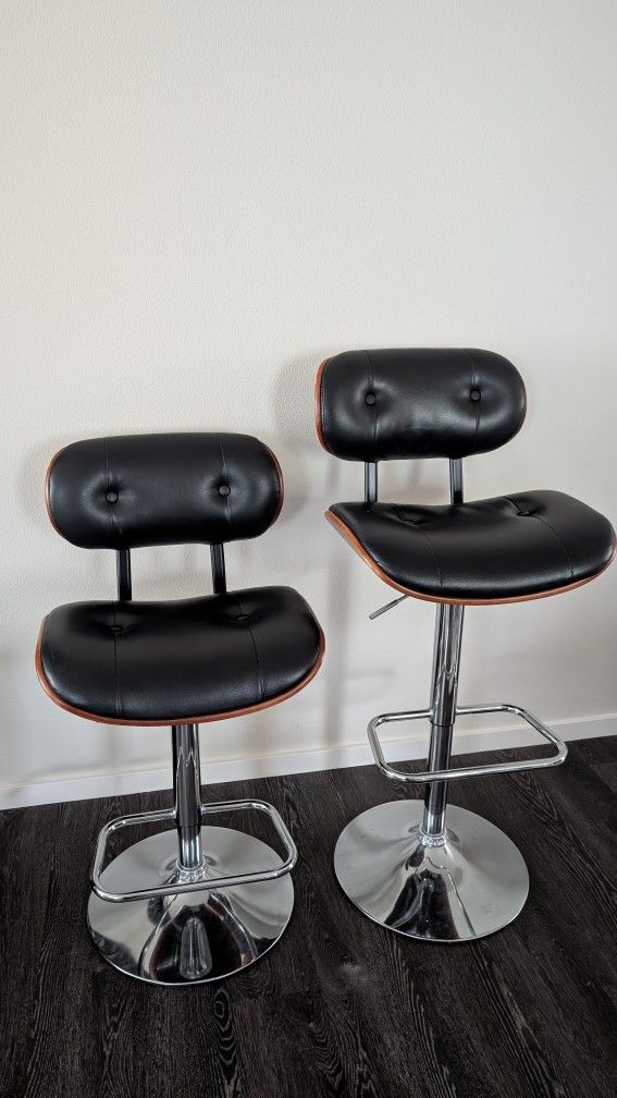 Height Adjustable Swivel Bar Stools With Back Rest