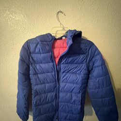 Gap Girls Cold Control Puffer Jacket  Blue And Pink Size XL (10-12) Like New 