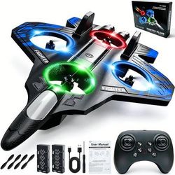 new Foam Remote Control Airplanes, RC Plane with Light, RC Airplane Fighter Jet, 360° Flip, Stunt Roll, Airplane Drone for Adults, Beginner (Blue)  【3
