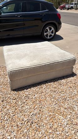 White Furry Ottoman