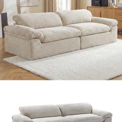 Modern Oversized 114 Inch Corduroy Couch 
