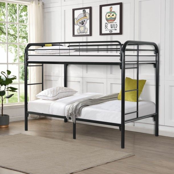 Black, Red Or White Metal Bunk Bed Twin/Twin (Mattress is not Included)