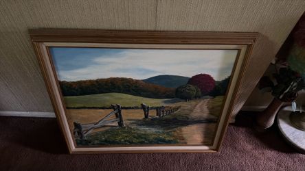 Hv adam’s oil canvas vintage painting and framing