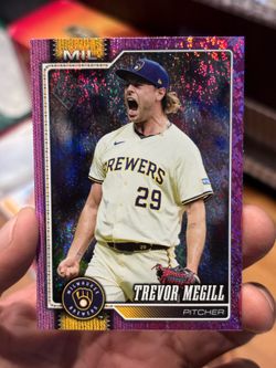Trevor Megill Topps Pink Confetti SP Brewers