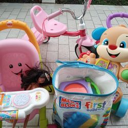 Toddler Toys...bike, walker & stroller.