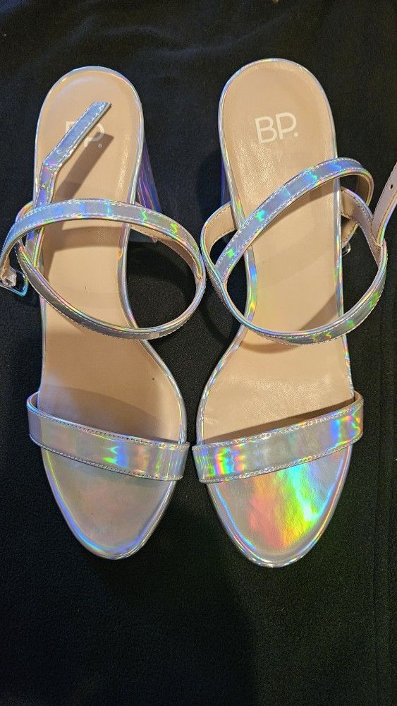 Nordstorm Pink Iridescent Platform Sandal Heels
