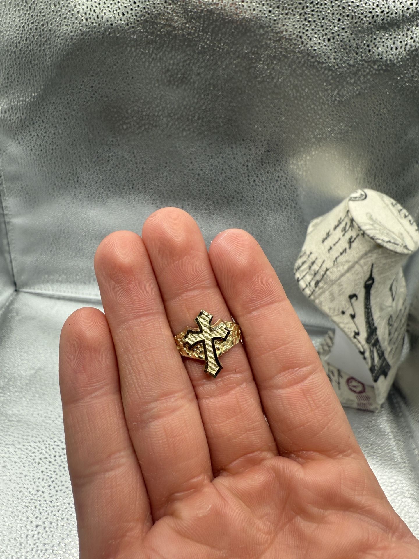 10k Cross Nugget Ring
