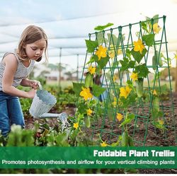 Barbella Foldable Cucumber Trellis, 2 Pack A-Frame Cucumber Trellis Outdoor Garden Trellis for Climbing Plants Vegetables Flowers, Steel Plant Support