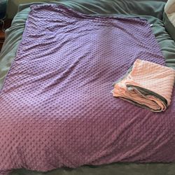 Weighted Blanket With Cover (1 Purple, 1 Pink)