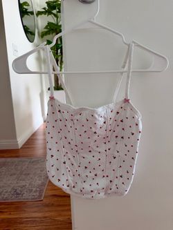 Victoria's Secret PINK white corset top with red cherry print size medium