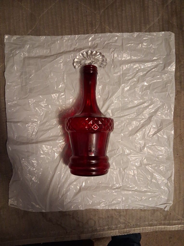 1(contact info removed) Ruby Glass Decanter 