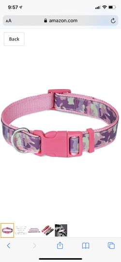 CBBPET Dog Collars for Large Dogs Female,Pink Pet Camo Dog Collar Reflective Nylon Adjustable for Girl Small Medium Dogs,Pink Camo