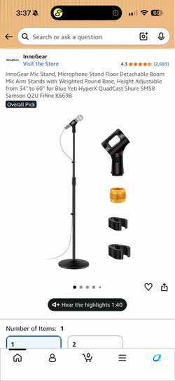 InnoGear Adjustable Microphone Stand Floor Stand with Boom Arm – New