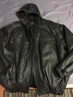 Leather sean john hooded jacket