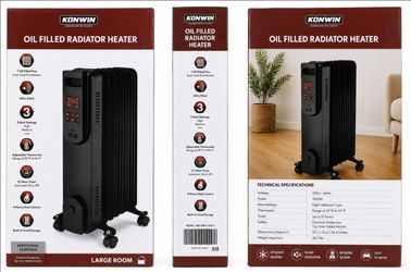 Brand New KONWIN Oil-Filled Radiator Heater – Digital Display – Large Room – 1500W