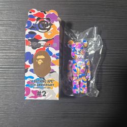 Bearbrick x A Bathing Ape 28th (BAPE) Anniversary Camo #2 100% Yellow/purple/blue 