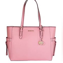 MICHAEL KORS GILLY LARGE DRAWSTRING TRAVEL TOTE SHOULDER BAG LEATHER PRIMROSE