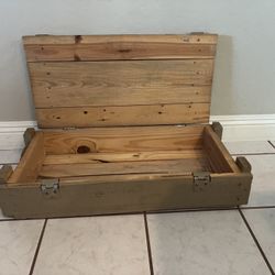 Vintage Wooden Military Ammunition Box. Approx. 29x14x6. Pre Owned w/ Patina.