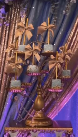 20" Tall 12 Arm Matte Gold Cupcake / Dessert Stand Holder Display with Acrylic Crystals, Cupcake Holders